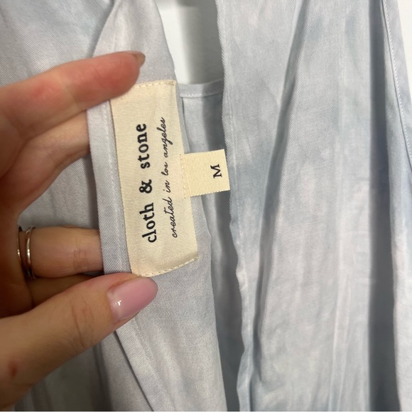 M20 Anthropologie Cloth & Stone Ice Blue Tie Dye Sleeveless Jumpsuit - Picture 4 of 5